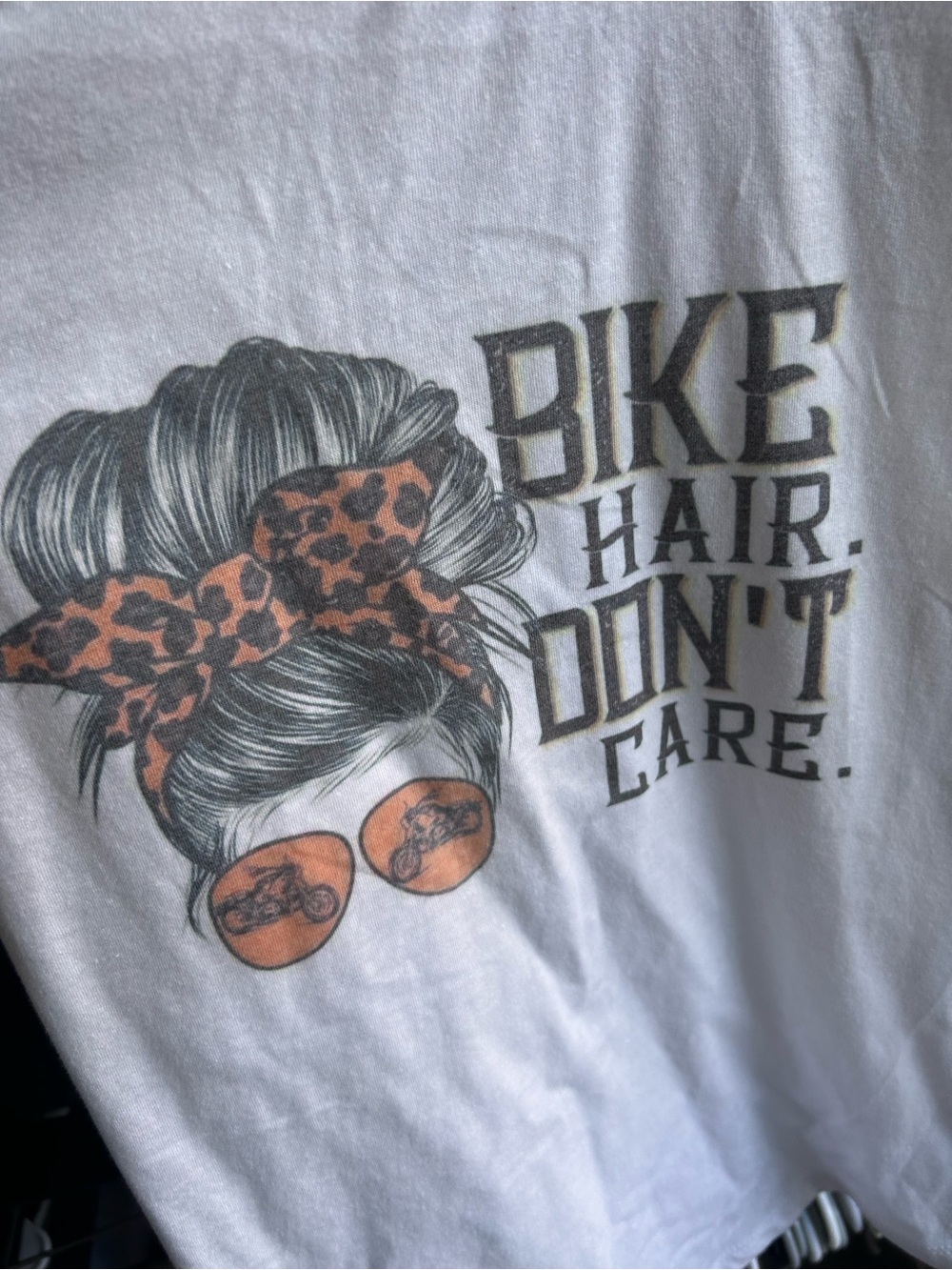 Next Level Apparel White Tank with Orange Leopard Bow & Sunglasses Graphic